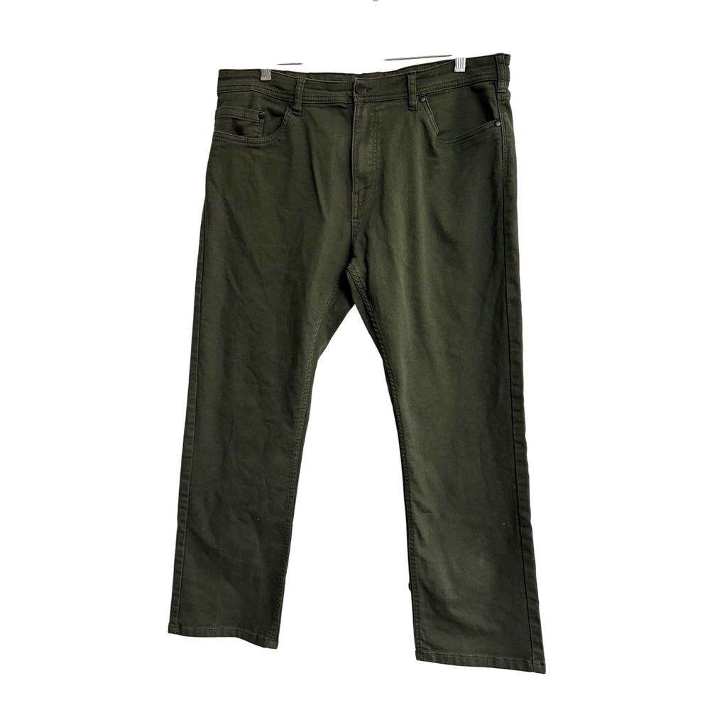 Jachs New York Mens 38x29 Olive Green Stretch Twill 5-Pocket Straight Leg Pants